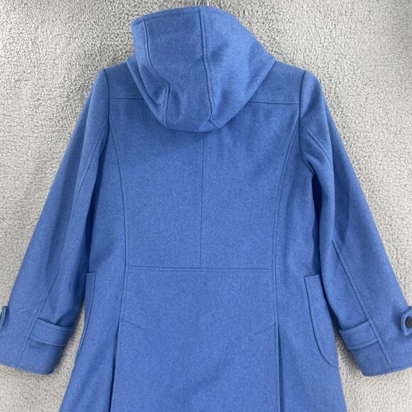 J.Crew Coat Womens Medium Blue Hooded Toggle Duffle Wool Blend Lined Pockets - Picture 13 of 13